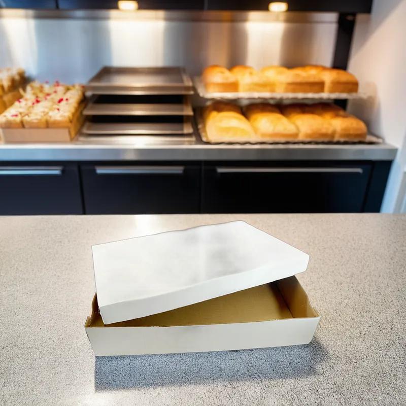 Cake Box 28X18X5 IN Corrugated Paperboard White Rectangle 2-Piece 25/Bundle