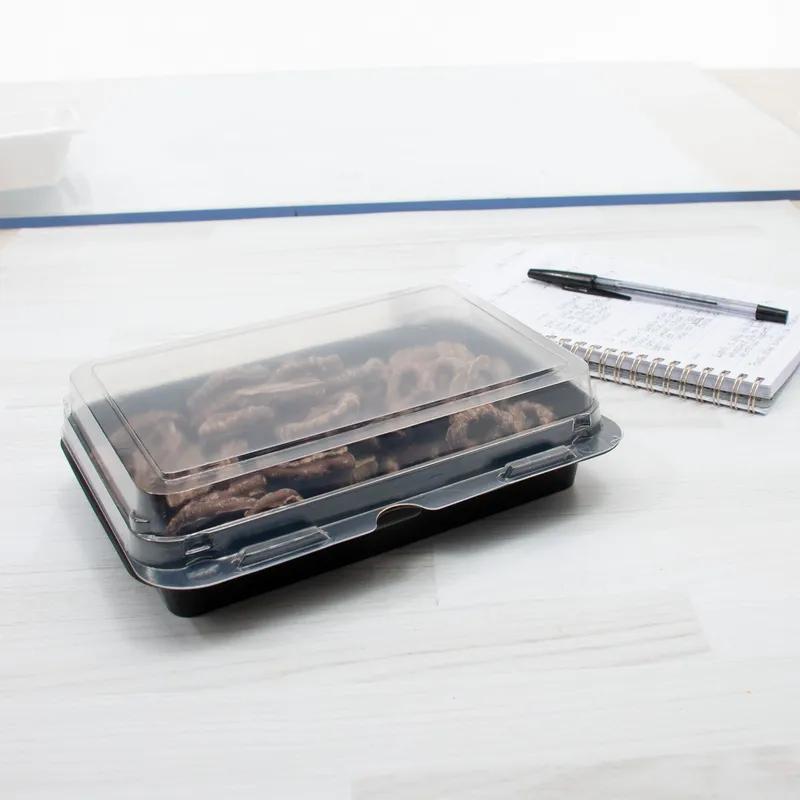 Solo® Creative Carryouts® BoxLine™ Deli Container Hinged 7.87X5.39X2.09 IN PS Black Clear Bar Lock 100 Count/Pack 2 Packs/Case