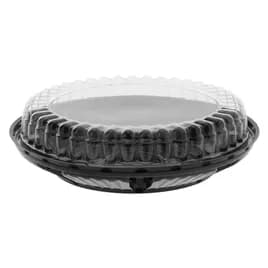 Fruit Pie Container & Lid Combo With High Dome Lid 9X1.5 IN PET Clear Black Round Fluted 100/Case