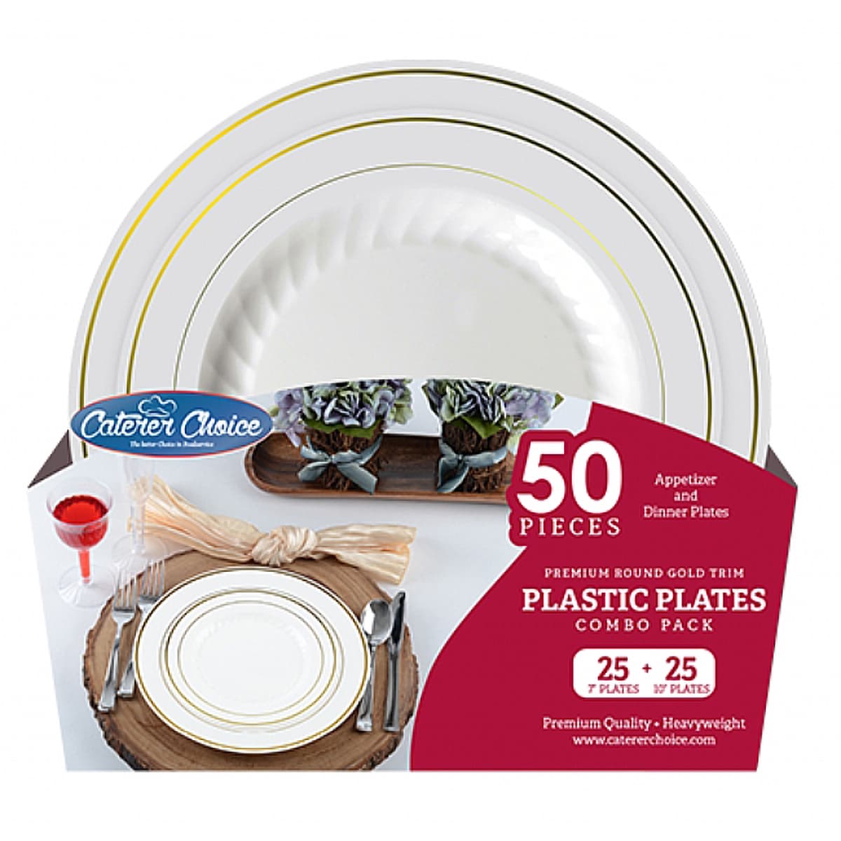 Plate Plastic Bone Gold Includes 7 & 10 IN Plate Sets 6/Case