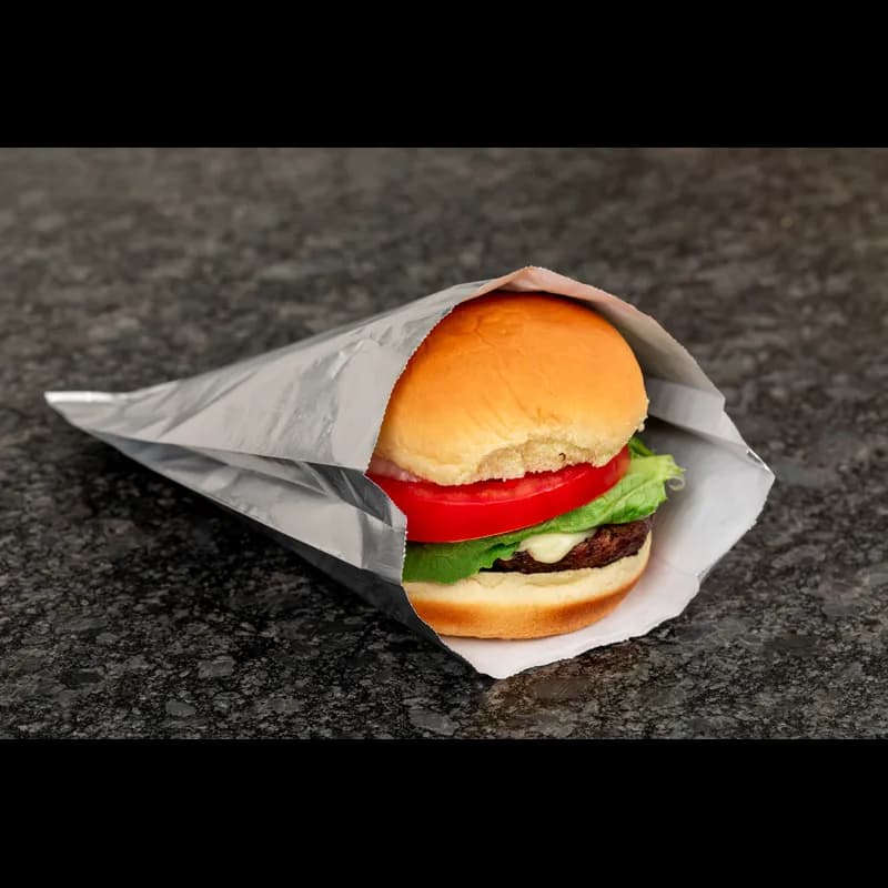 Sandwich Bag 6.5X1X8 IN Foil-Lined Paper Silver White Gusset 1000/Case