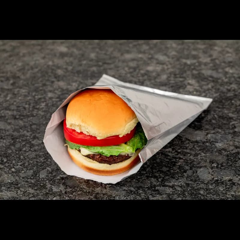 Sandwich Bag 6.5X1X8 IN Foil-Lined Paper Silver White Gusset 1000/Case