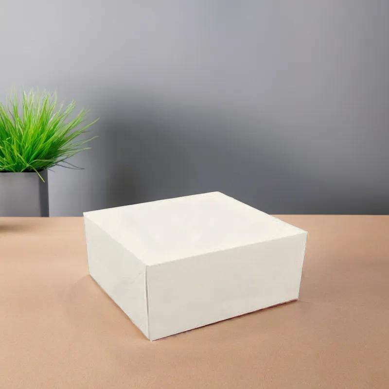 Easy Lock Cake Box 12X12X5.5 IN SUS Paperboard CRB White Square Lock Corner 1-Piece 100/Bundle