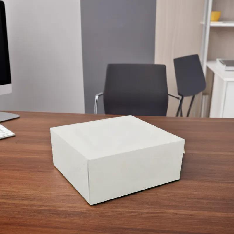 Easy Lock Cake Box 12X12X5.5 IN SUS Paperboard CRB White Square Lock Corner 1-Piece 100/Bundle