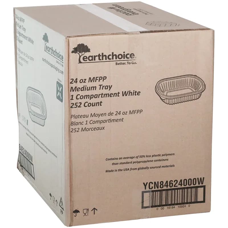 Food Container Base 24 OZ MFPP White Rectangle 252/Case