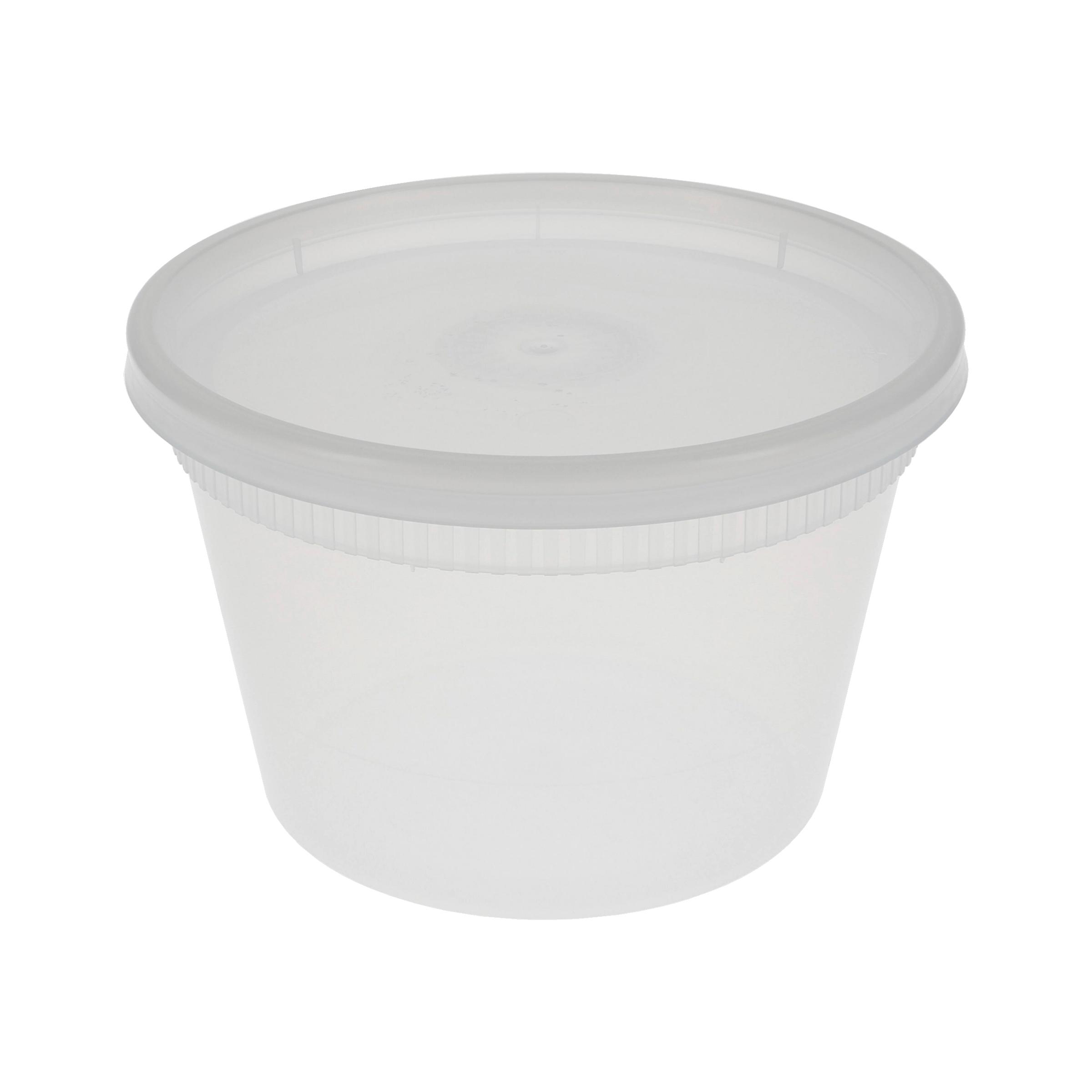 Deli Container Base & Lid Combo With Flat Lid 16 OZ PP LLDPE Clear Round 240/Case