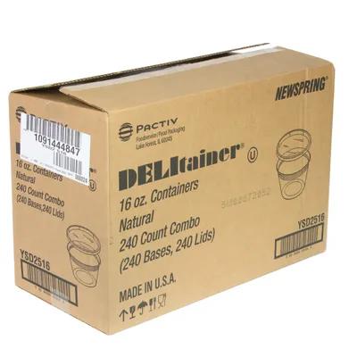 Deli Container Base & Lid Combo With Flat Lid 16 OZ PP LLDPE Clear Round 240/Case