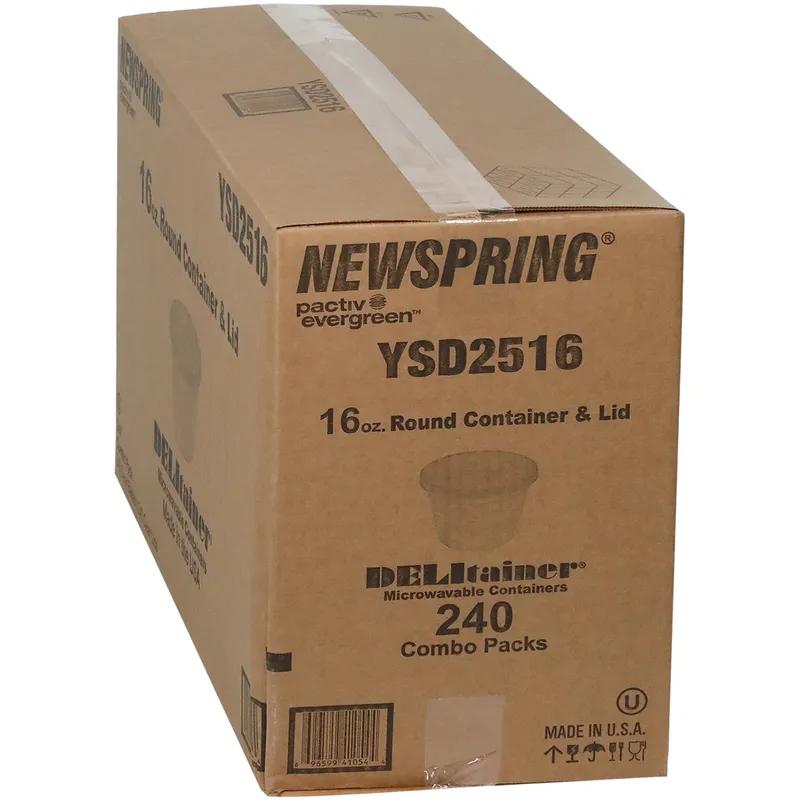 Deli Container Base & Lid Combo With Flat Lid 16 OZ PP LLDPE Clear Round 240/Case