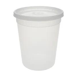 Deli Container Base & Lid Combo With Flat Lid 32 OZ PP LLDPE Clear Round 240/Case