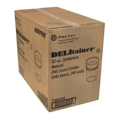Deli Container Base & Lid Combo With Flat Lid 32 OZ PP PE Clear Round 240/Case