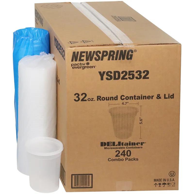 Deli Container Base & Lid Combo With Flat Lid 32 OZ PP LLDPE Clear Round 240/Case