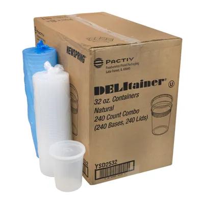 Deli Container Base & Lid Combo With Flat Lid 32 OZ PP LLDPE Clear Round 240/Case