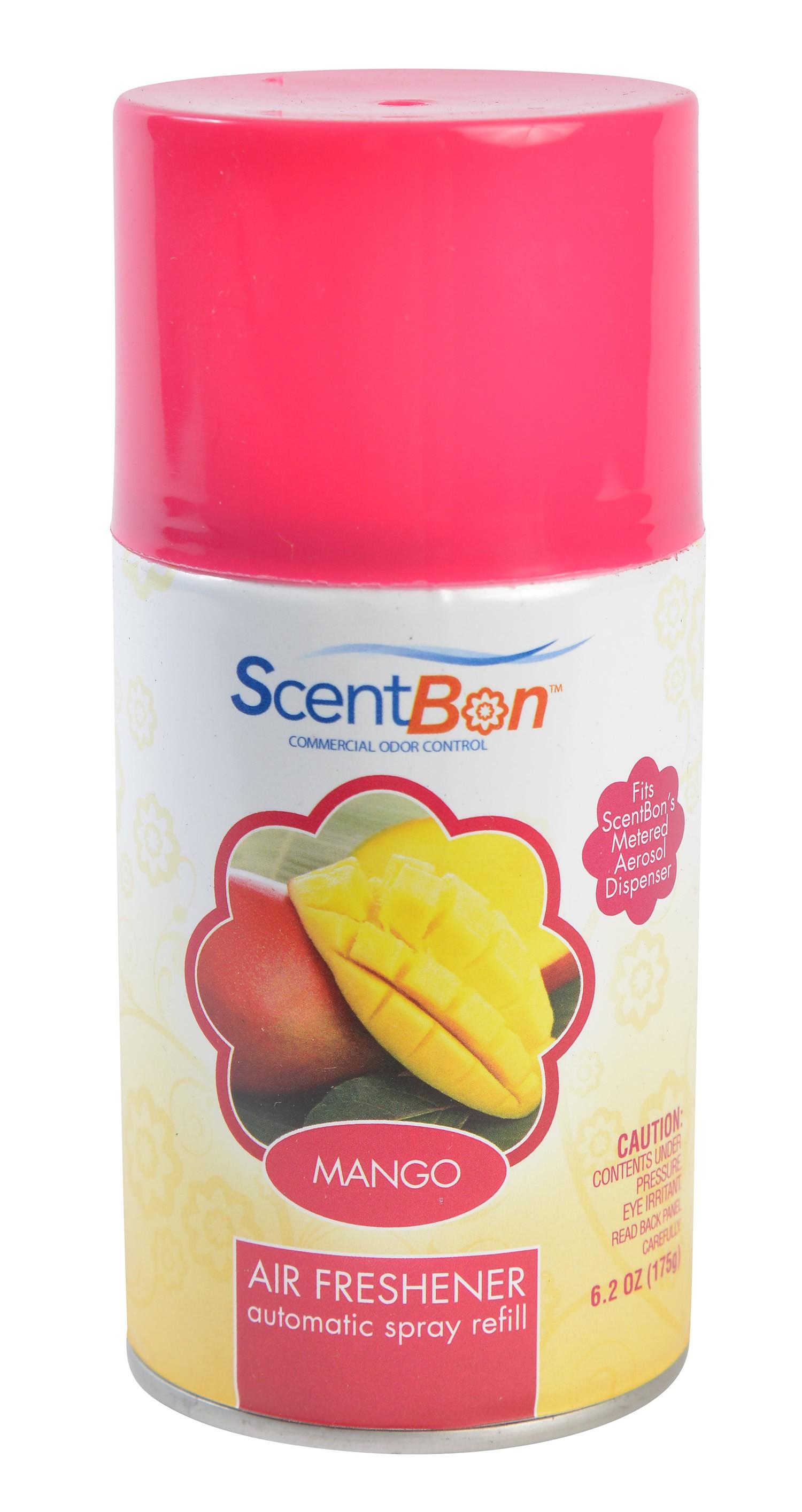 ScentBon Air Freshener Mango Aerosol 6.2 FLOZ For Aerosol Dispenser #2023 Dispenser Metered Refill 12/Case