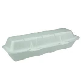 Hoagie & Sub Take-Out Container Hinged With Dome Lid 13X4.5X3 IN Polystyrene Foam White Rectangle 250/Case