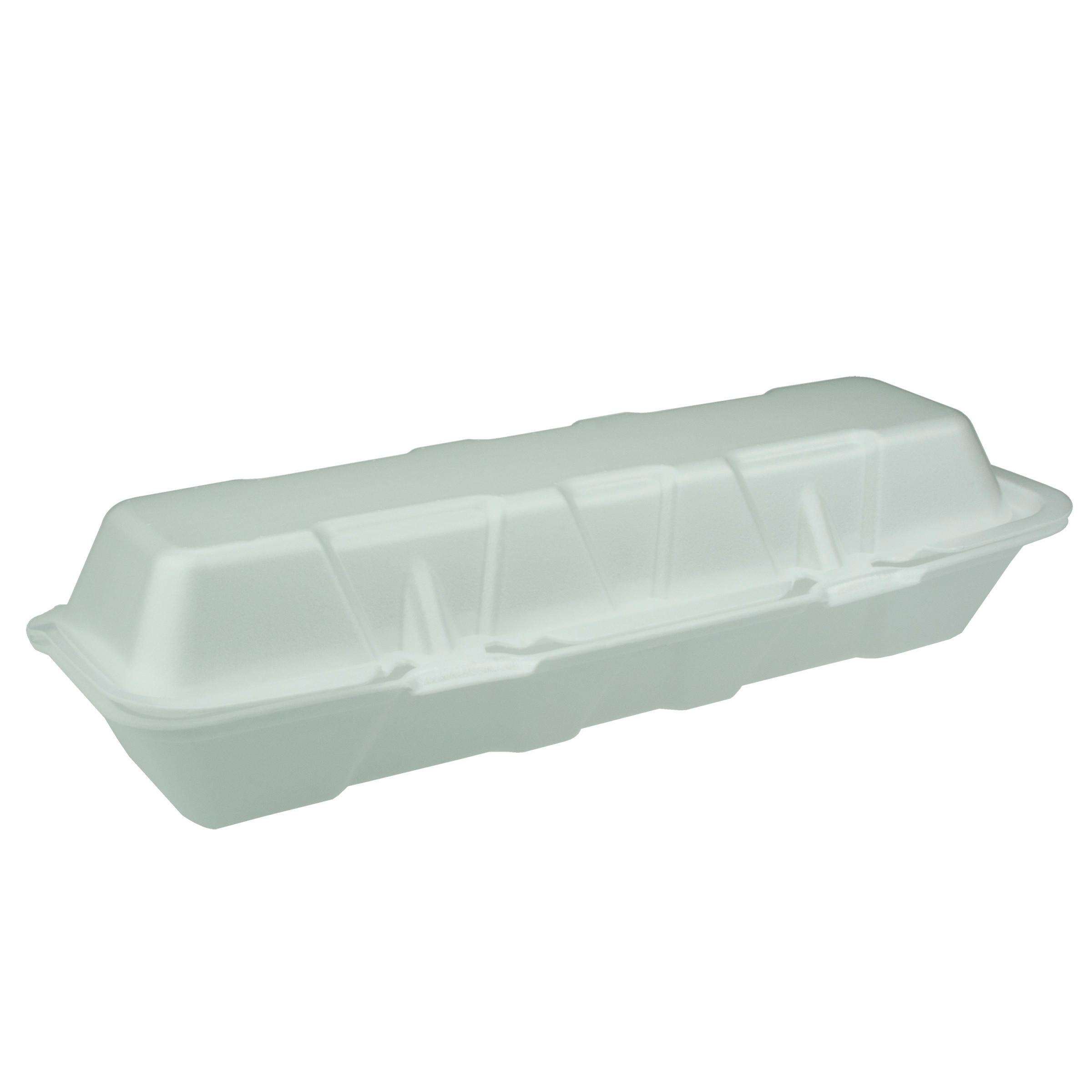 Hoagie & Sub Take-Out Container Hinged With Dome Lid 13X4.5X3 IN Polystyrene Foam White Rectangle 250/Case
