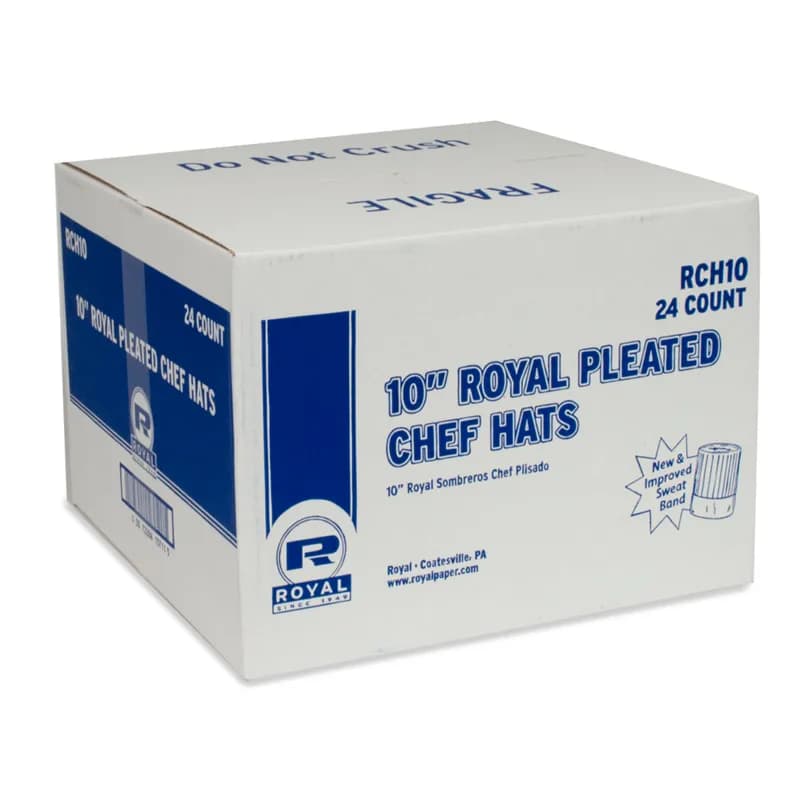 Chef Hat 10 IN White Pleated Comfort Band 24 Count/Pack 1 Packs/Case 24 Count/Case