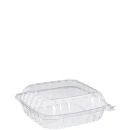 Dart® ClearSeal® Take-Out Container Hinged Medium (MED) 8.325X8.215X3.02 IN OPS Clear Square 125 Count/Pack 2 Packs/Case