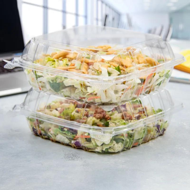 Dart® ClearSeal® Take-Out Container Hinged Medium (MED) 8.325X8.215X3.02 IN OPS Clear Square 125 Count/Pack 2 Packs/Case