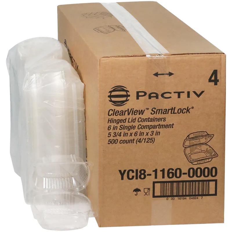 Take-Out Container Hinged With Dome Lid 5.8X6X3 IN OPS Clear Square 500/Case