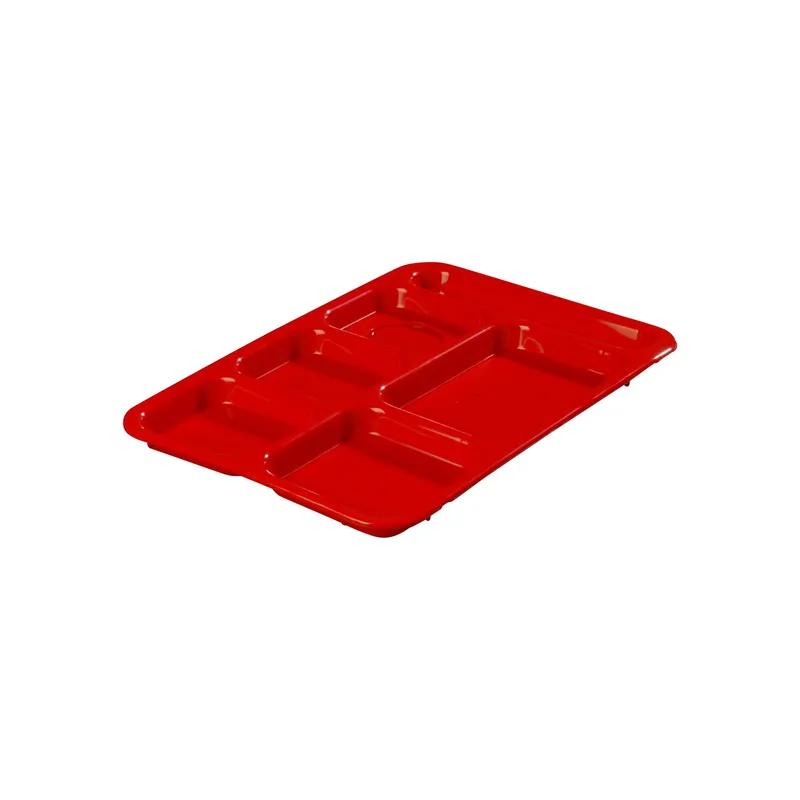 Cafeteria & School Lunch Tray 14X10 IN 6 Compartment PP Red Right Hand 1/Each