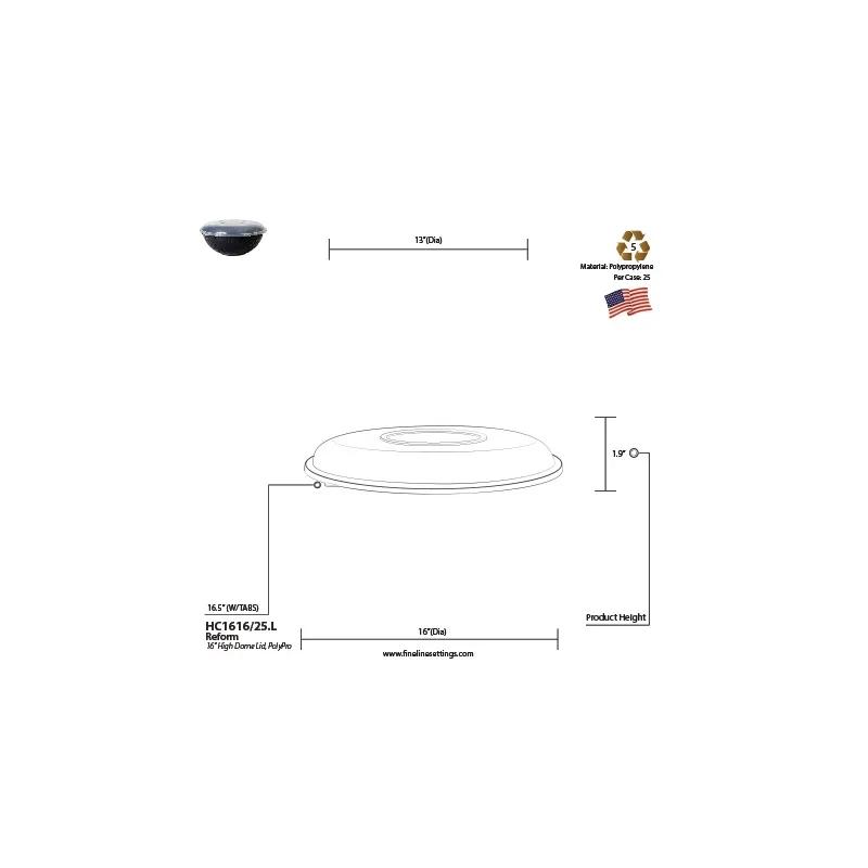 ReForm Lid 16 IN PP Clear Round For Bowl 25/Case