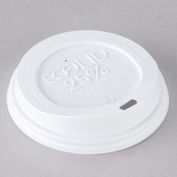 Ecolid® Lid Flat RPET White For Hot Cup Sip Through 1000/Case
