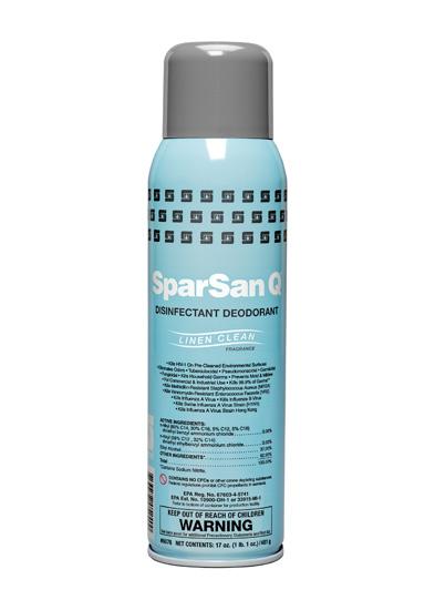 SparSan Q® Disinfectant Deodorant Linen Clean Fragrance One-Step 20 FLOZ Multi Surface Alkaline Aerosol RTU 12/Case