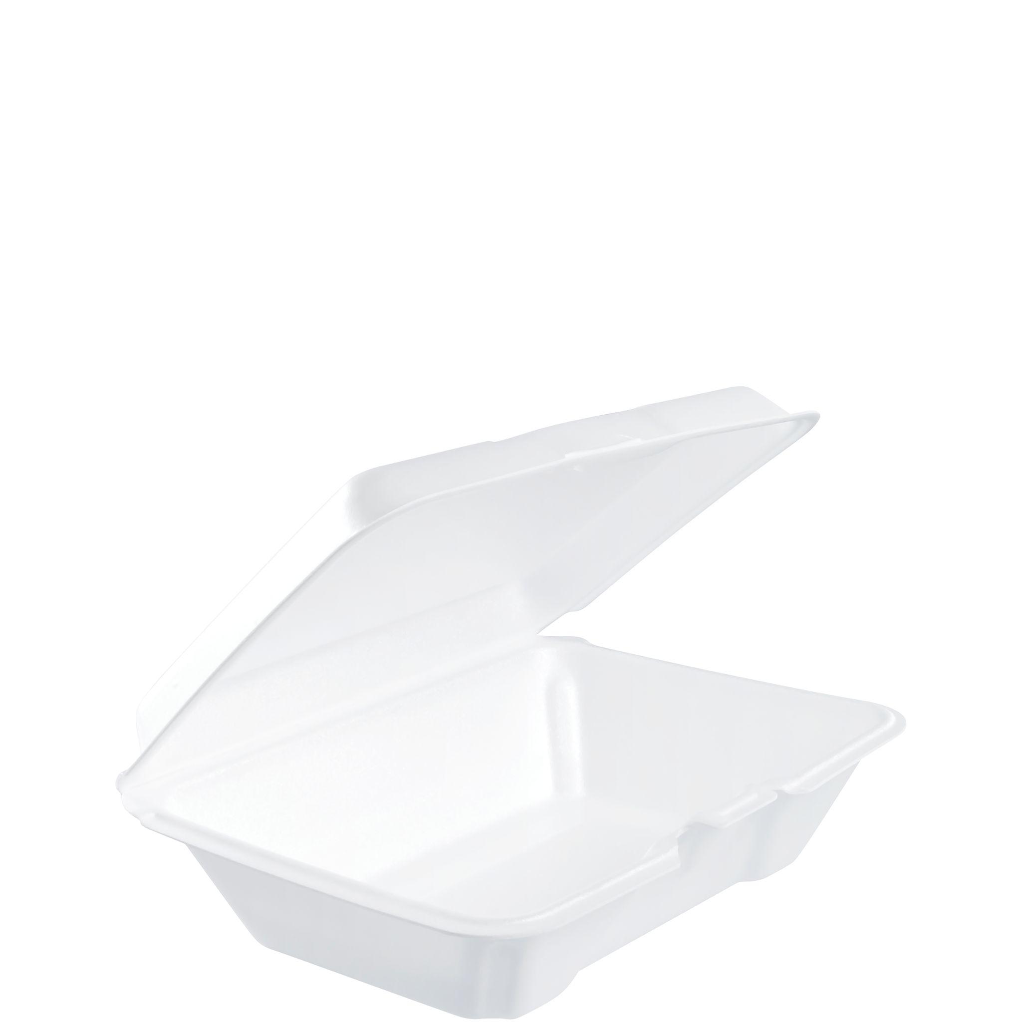 Dart® Take-Out Container Hinged 9.25X6.42X2.9 IN XPS Foam White Insulated 100 Count/Pack 2 Packs/Case 200 Count/Case