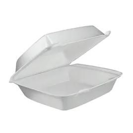 Take-Out Container Hinged 9X9X3 IN Polystyrene Foam White Square Insulated 200/Case