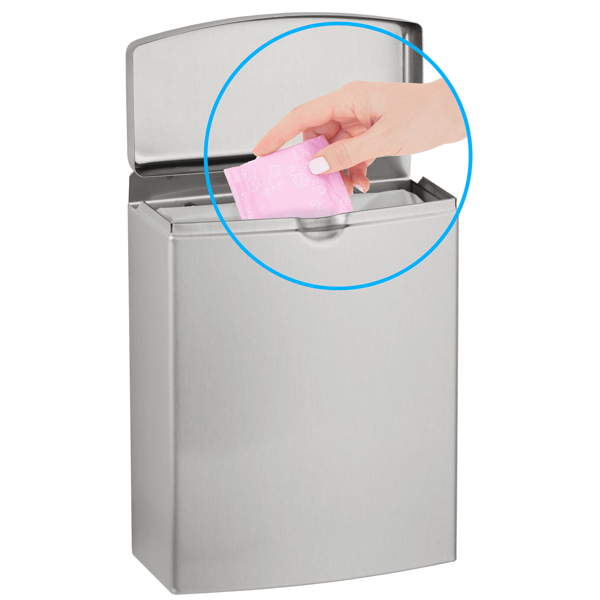 ConturaSeries® Menstrual Care Disposal Receptacle Silver Stainless Steel 1 GAL 1/Each