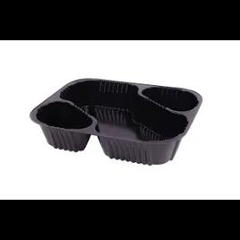 Take-Out Container Base 8.5X7 IN 3 Compartment OPS Black Rectangle 500/Case