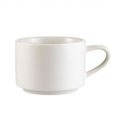 Clinton Coffee Cup 7.5 FLOZ Porcelain White Round Stackable Dual Ovenable Dishwasher Safe 36/Case