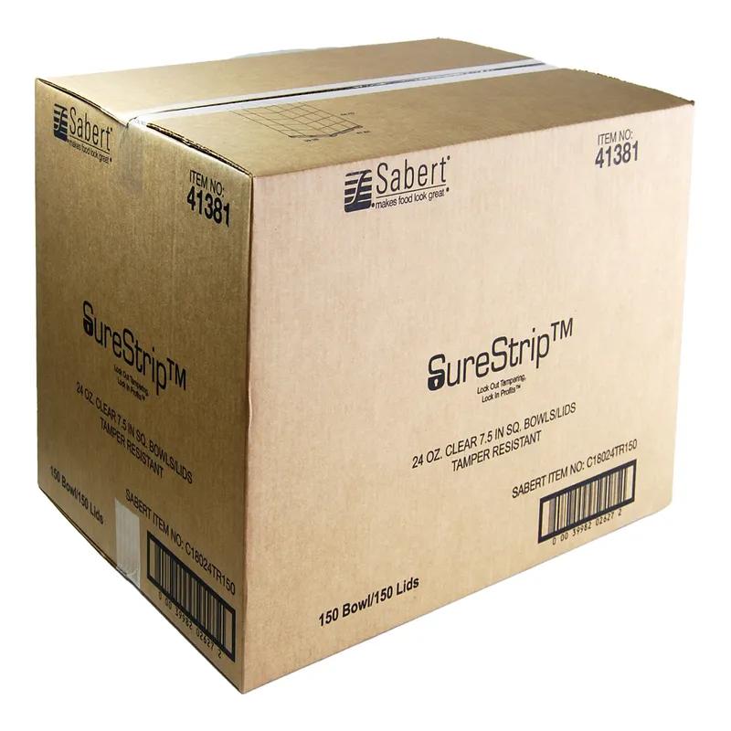 Bowl & Lid Combo With Dome Lid Medium (MED) 24 OZ PET Clear Square Hinged 150/Case