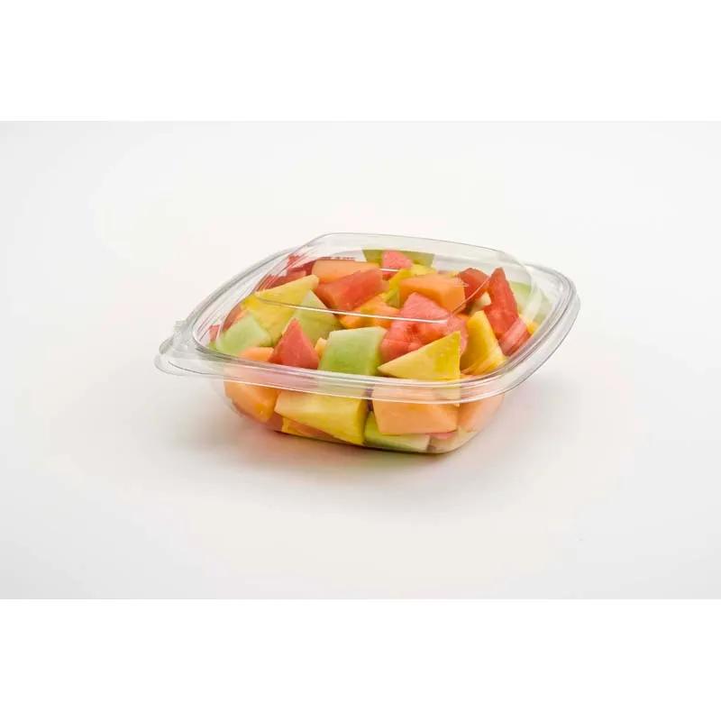 Bowl & Lid Combo With Dome Lid Medium (MED) 24 OZ PET Clear Square Hinged 150/Case