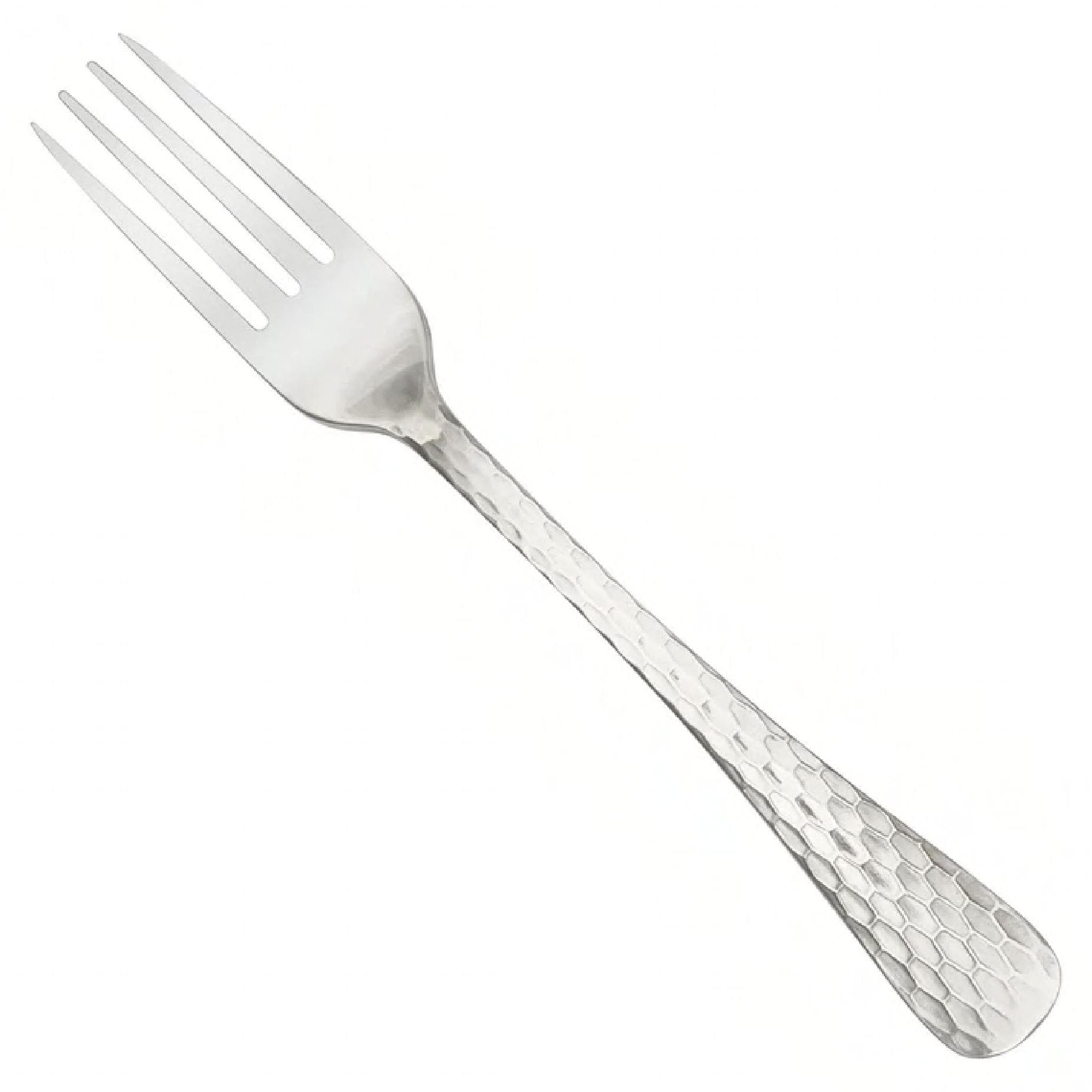 Caspian Dinner Fork 18/0 Stainless Steel Medium Weight Satin Hammered Look Dishwasher Safe 12/Dozen