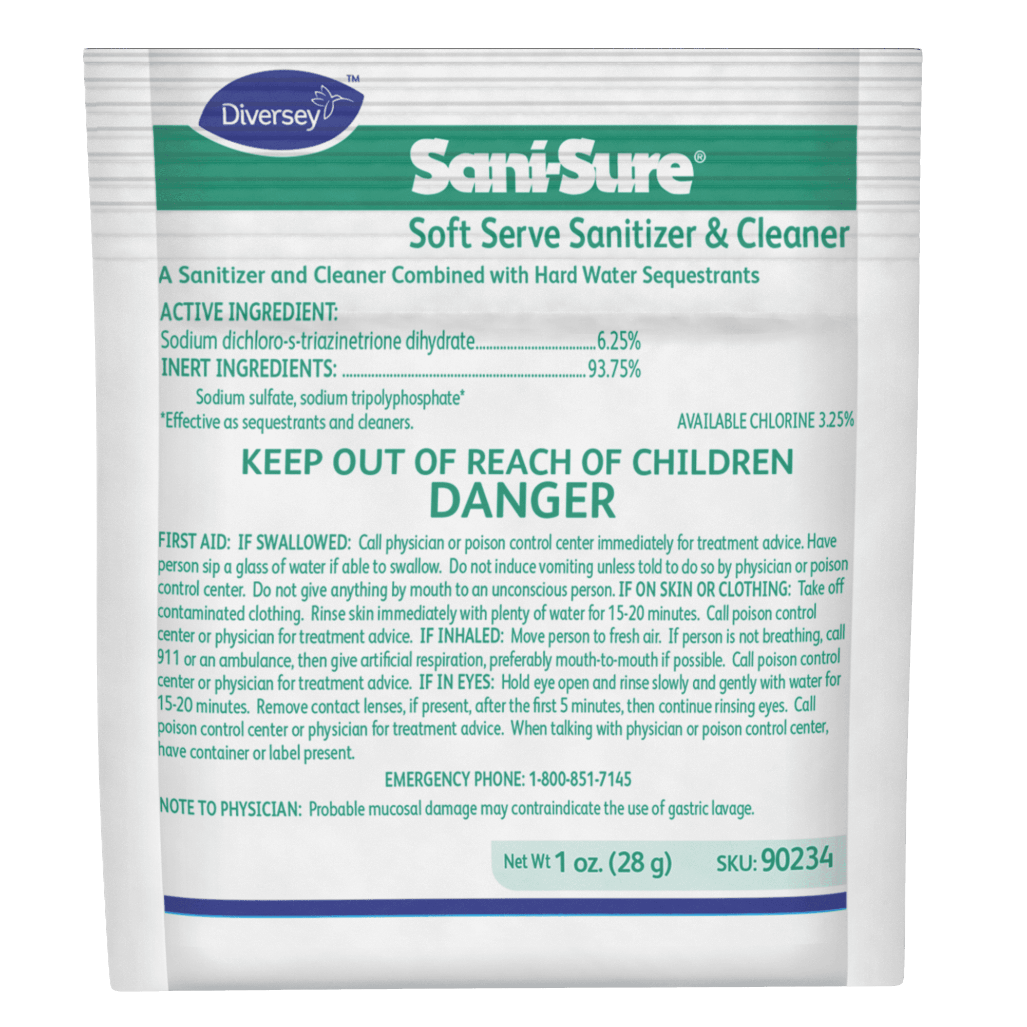 Sani-Sure® Soft-Serve Sanitizer 1 FLOZ Powder Concentrate Kosher 100/Case