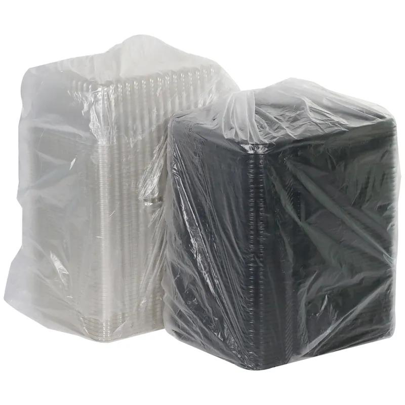 Cake Container & Lid Combo With Dome Lid 1/8 Size 11X9X3.5 IN PET Clear Black Rectangle Fluted 100/Case