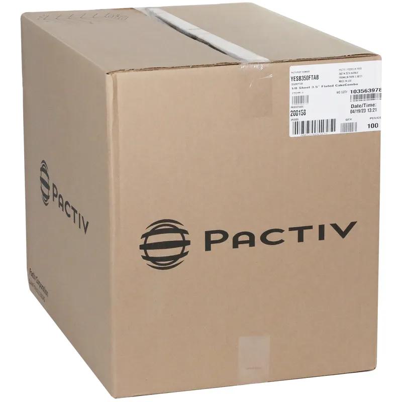 Cake Container & Lid Combo With Dome Lid 1/8 Size 11X9X3.5 IN PET Clear Black Rectangle Fluted 100/Case