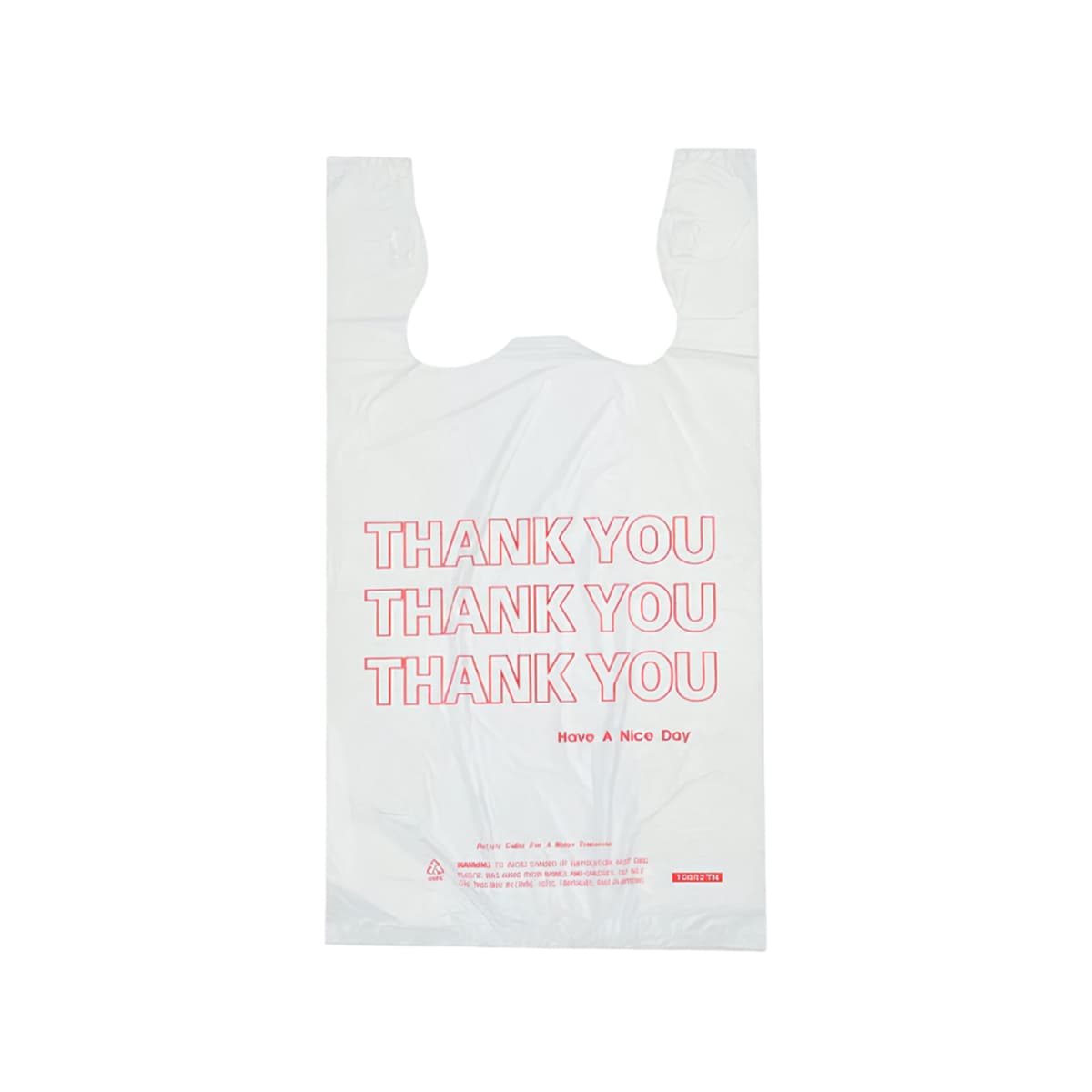 Bag 11X6X18 IN 1/7 HDPE 13MIC Thank You T-Sack 2000/Case