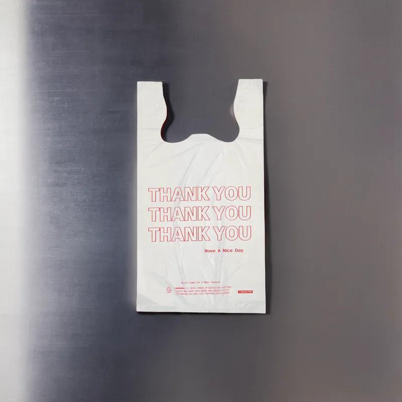 Bag 11X6X18 IN 1/7 HDPE 13MIC Thank You T-Sack 2000/Case