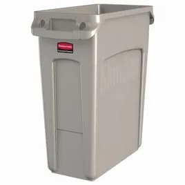 Slim Jim® 1-Stream Trash Can 22X11X25 IN 16 GAL 64 QT Beige Rectangle Resin Slim 1/Each