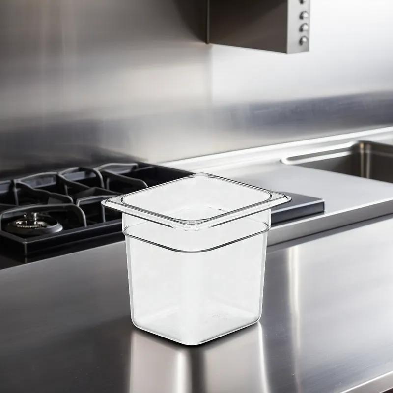 Food Pan 1/6 Size 2.4 QT Clear PC 1/Each