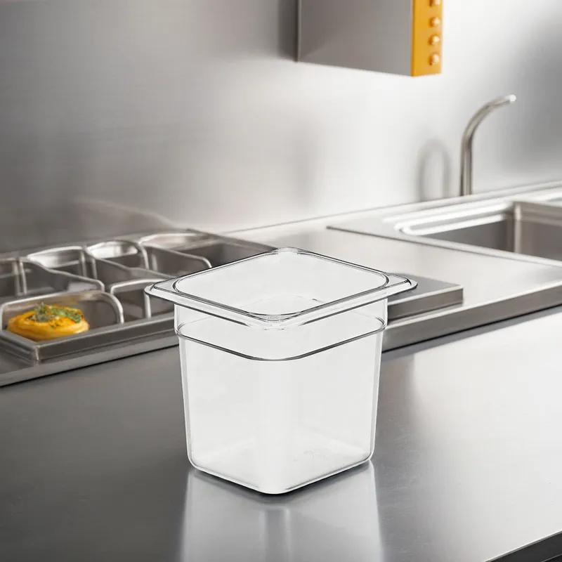 Food Pan 1/6 Size 2.4 QT Clear PC 1/Each
