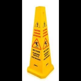 Safety Cone 36 IN Caution Wet Floor Yellow Plastic Multilingual 1/Each