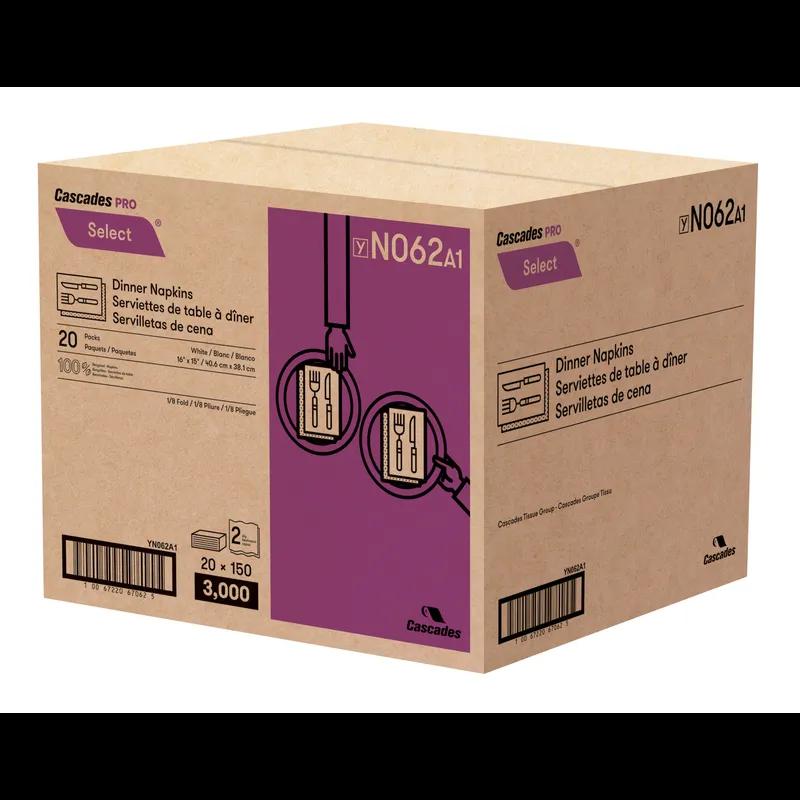 Cascades PRO Dinner Napkins White Paper 2PLY 3000/Case