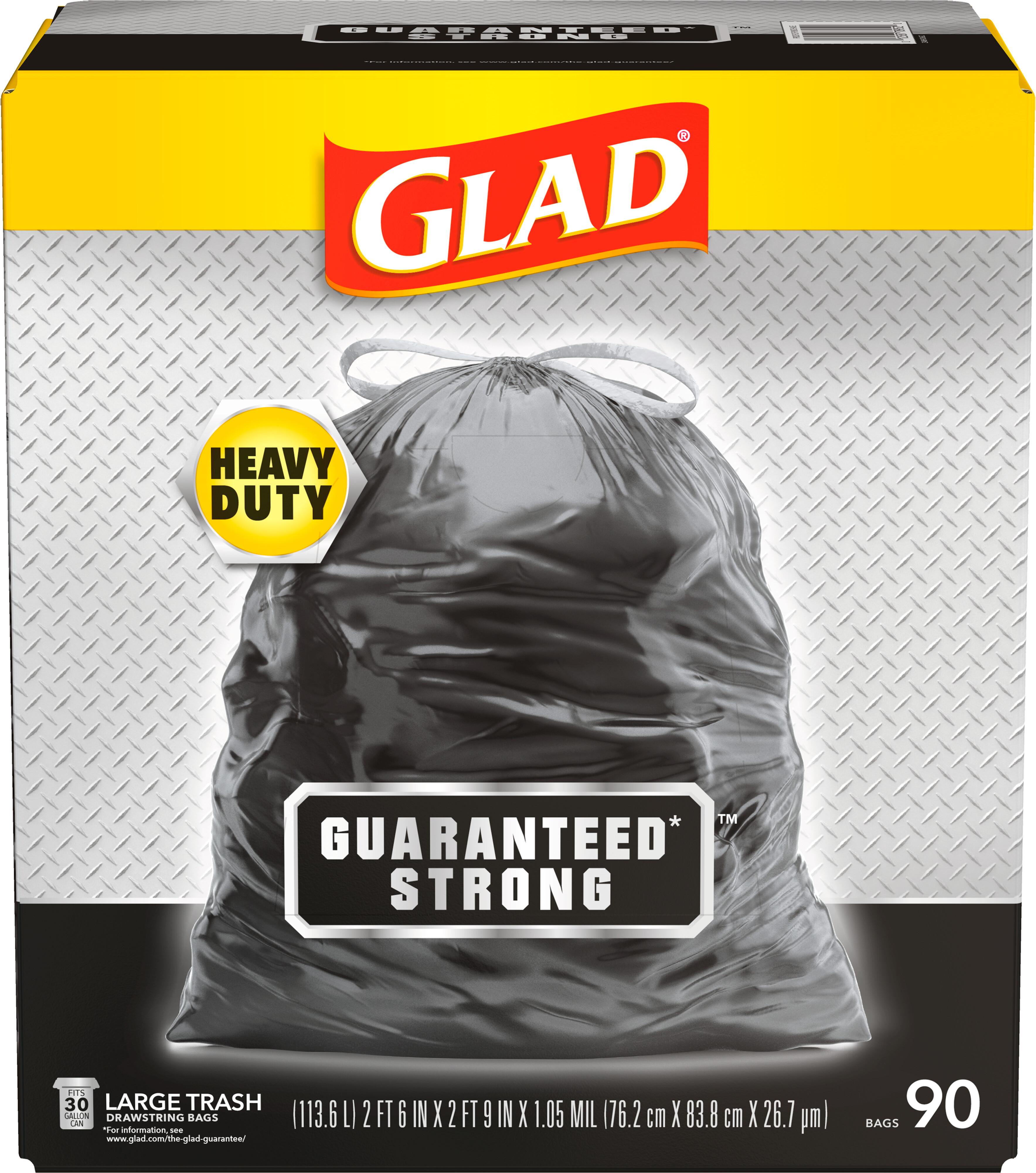 Glad® Can Liner 30X33 IN 30 GAL Black Plastic 1.05MIL With Drawstring Closure 90/Case