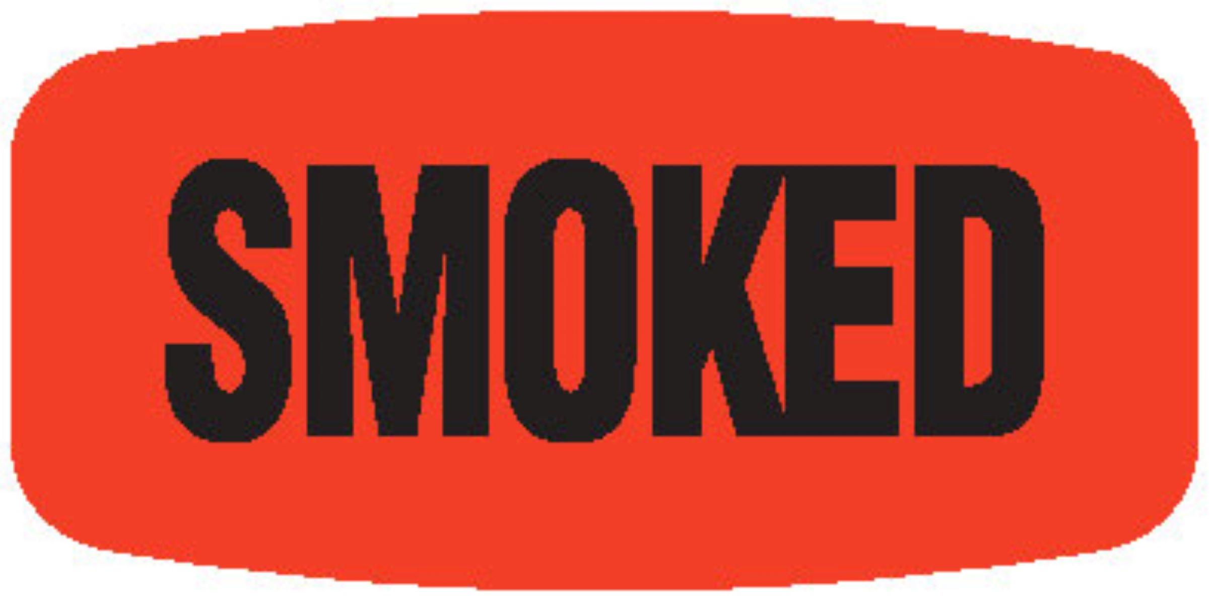 Smoked Label Black Fluorescent Red Short Oval Dayglo 1000 Count/Roll 50 Rolls/Case 50000 Count/Case