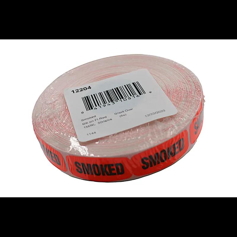 Smoked Label Black Fluorescent Red Short Oval Dayglo 1000 Count/Roll 50 Rolls/Case 50000 Count/Case