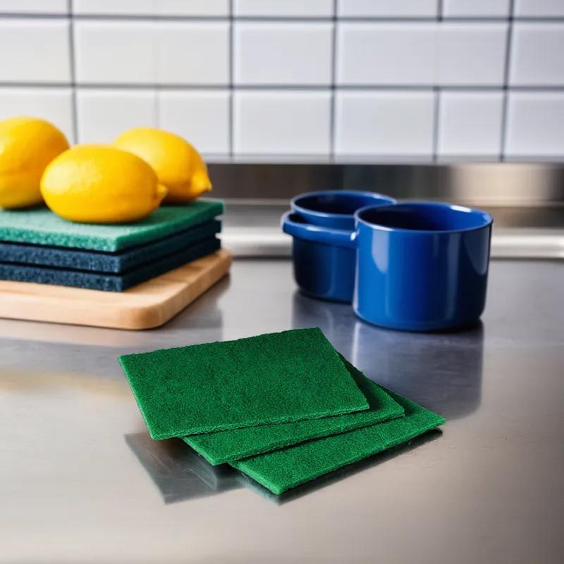 Scouring Pad 4.5X6 IN Medium Duty Synthetic Fiber Green 60/Box