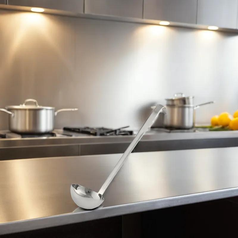 Ladle 10 IN 8 OZ Stainless Steel Hookless Handle Heavy Duty 1/Each